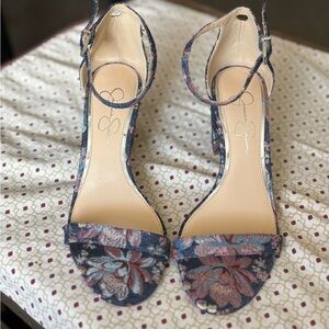 Jessica Simpson Blue and Pink Floral Heels